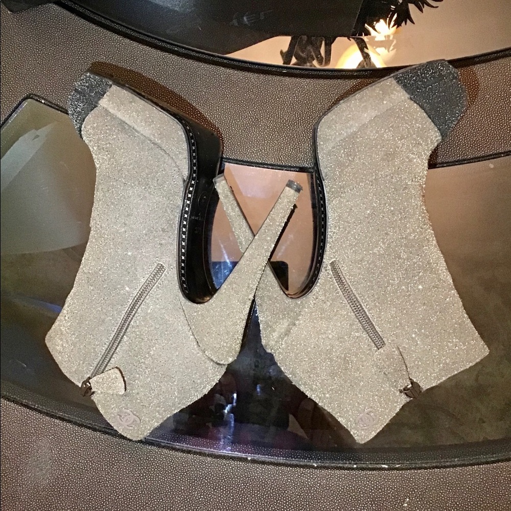 Chanel Glitter Suede Runway Booties - Picture 7 of 11